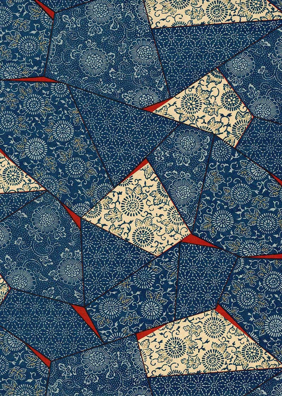 Japanese Chiyogami Paper - Blue Patchwork