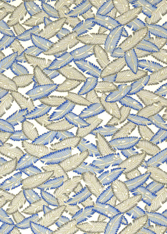 Japanese Chiyogami Paper - Blue and Grey Feathers