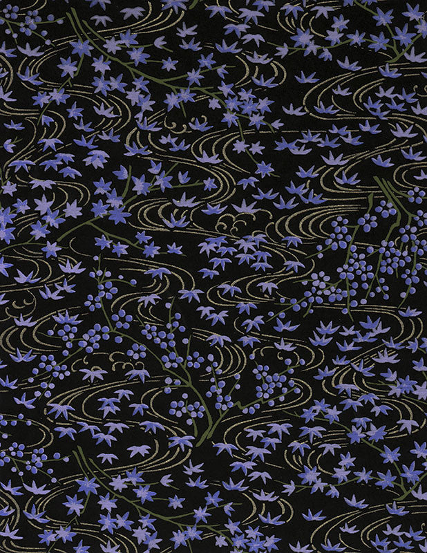 Japanese Chiyogami Paper - Midnight Maple Leaves