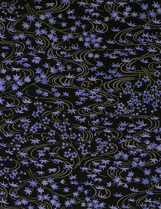 Japanese Chiyogami Paper - Midnight Maple Leaves