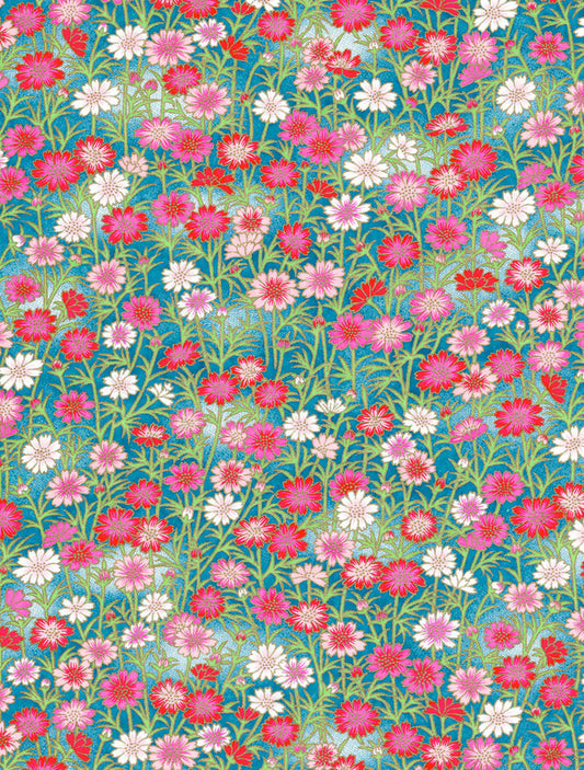 Japanese Chiyogami Paper - Pink Floral Burst