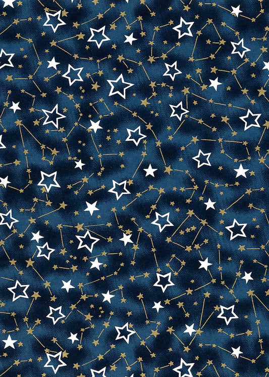 Japanese Chiyogami Paper - Blue Astrology Stars