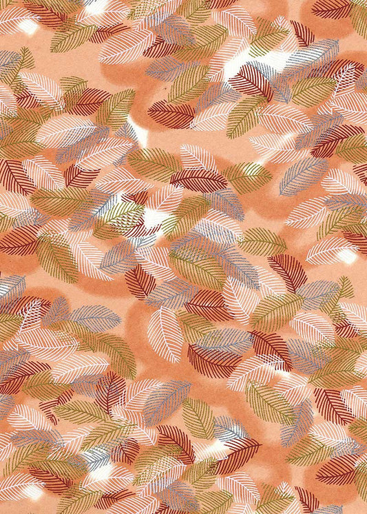 Japanese Chiyogami Paper - Golden Brown Feathers