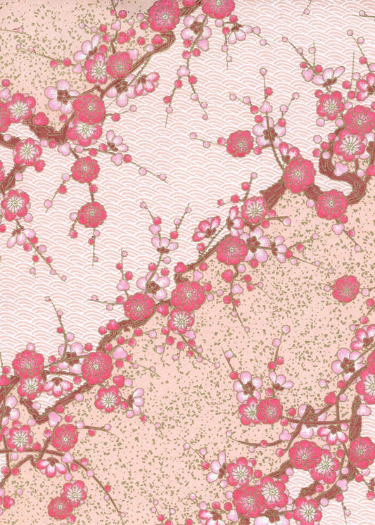 Japanese Chiyogami Paper - Pink Plum Blossom