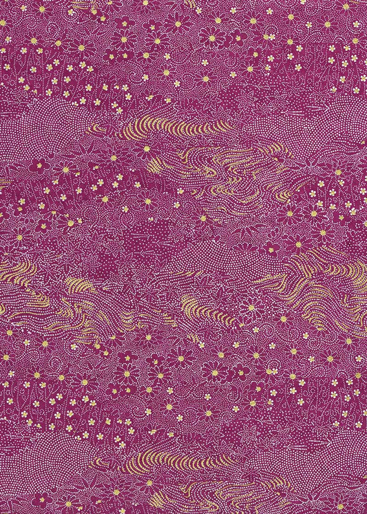Japanese Chiyogami Paper - Purple Floral Haze